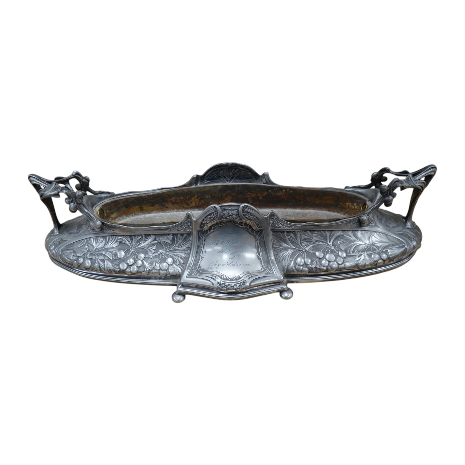 An early 20th Century German Art Nouveau B & G Imperial centrepiece, 63.5cm long. Condition - fair to good